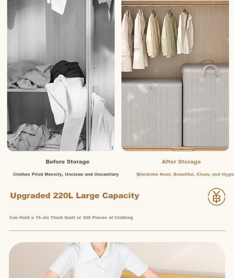 Bingyou Large Capacity Clothes Storage Bag Quilt Storage Box Organizer Moving Packing Storage Basket Box Tool 4