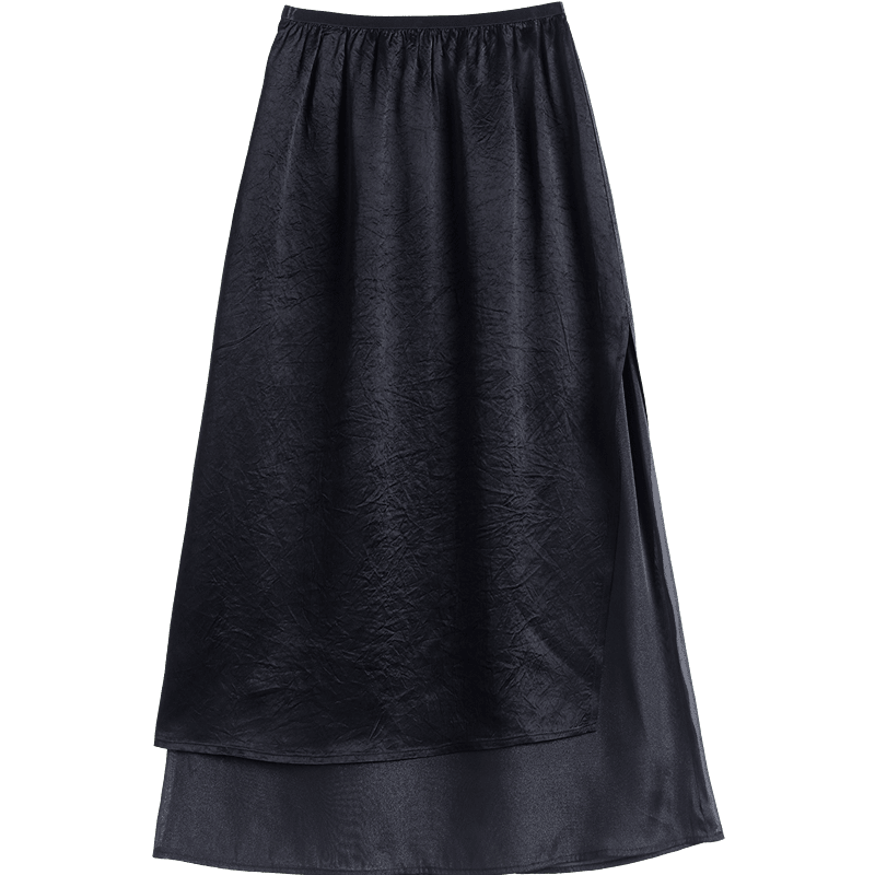 Demana [Moonlight Acetate] Summer Elegant Lady Elastic Waist Spliced Organza Slimming High-End Midi Skirt for Women