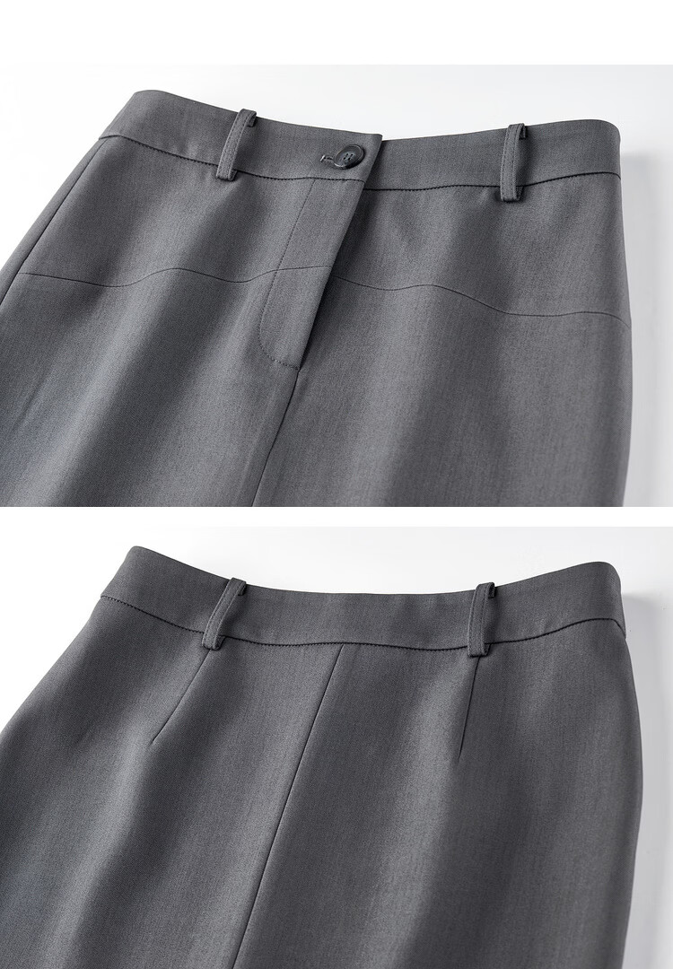 Shangdubila Intelligent Commuter Women's Spring Summer Curved Split Hem Slit Straight Suit Skirt High-End Mid-Length 20