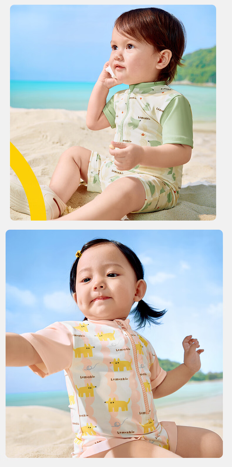 Lemonkid Baby Swimwear Unisex Kids Sun Protection Short Sleeve One-Piece Swimsuit Cute Toddler Swimwear 12