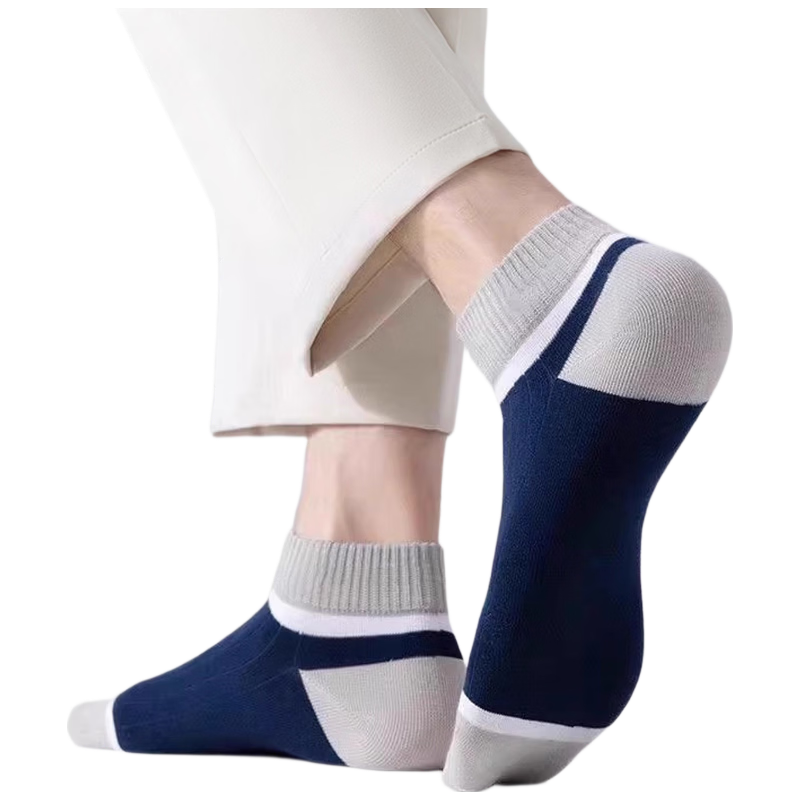 Yimian Men's 100% Cotton Antibacterial Odor-Resistant Breathable Summer Low-Cut Solid Color Short Socks 10 Pairs