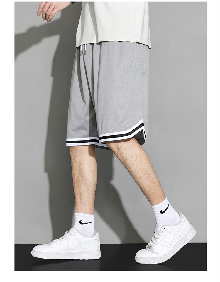 NASA GISS Men's Shorts Summer Ice Silk Thin Soft Loose Breathable Sports Basketball Five-Point Pants Black XL 8