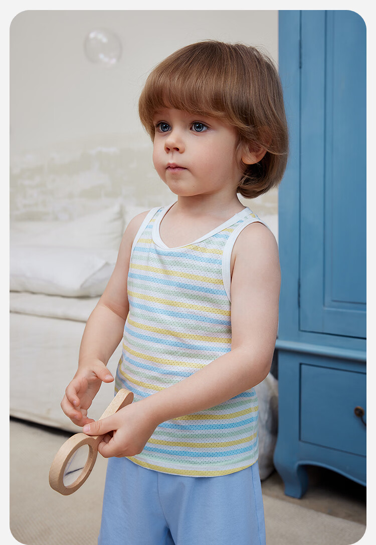 Minibala 2-Pack Kids Boys Girls Cotton Mesh Breathable Ocean Style Tank Tops Summer 2026 15