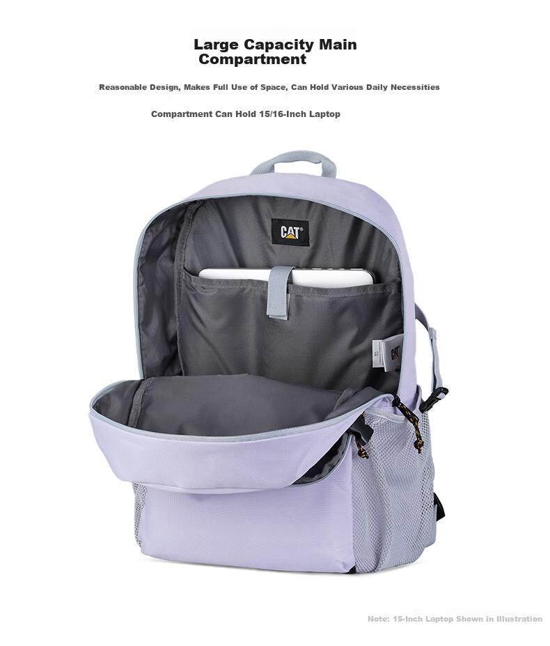 CAT Backpack Simple School Bag Laptop Bag 15/16 Inch Large Capacity Travel Bag 84982 Gray 3