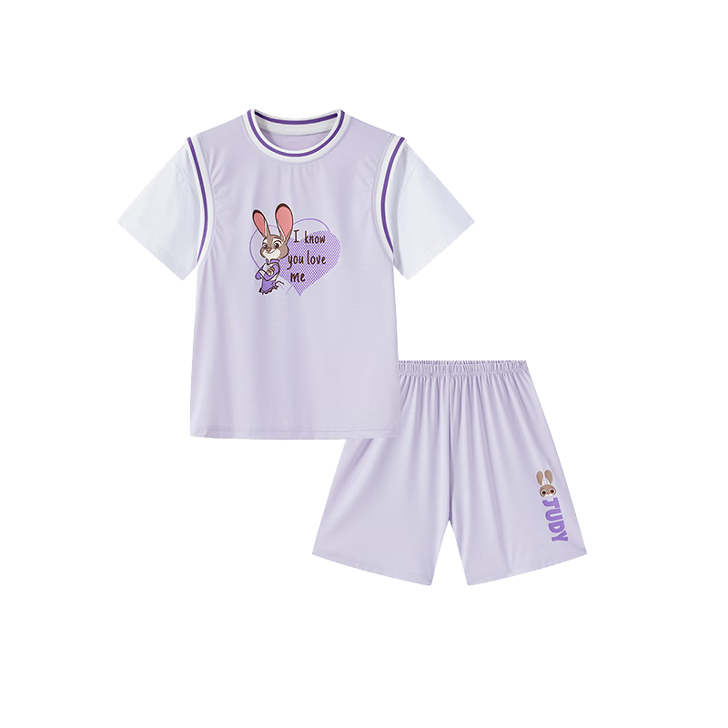 Disney Girls' Sports Set 2026 New Quick-Dry Short Sleeve Top and Shorts Summer Two-Piece Kids' Outfit