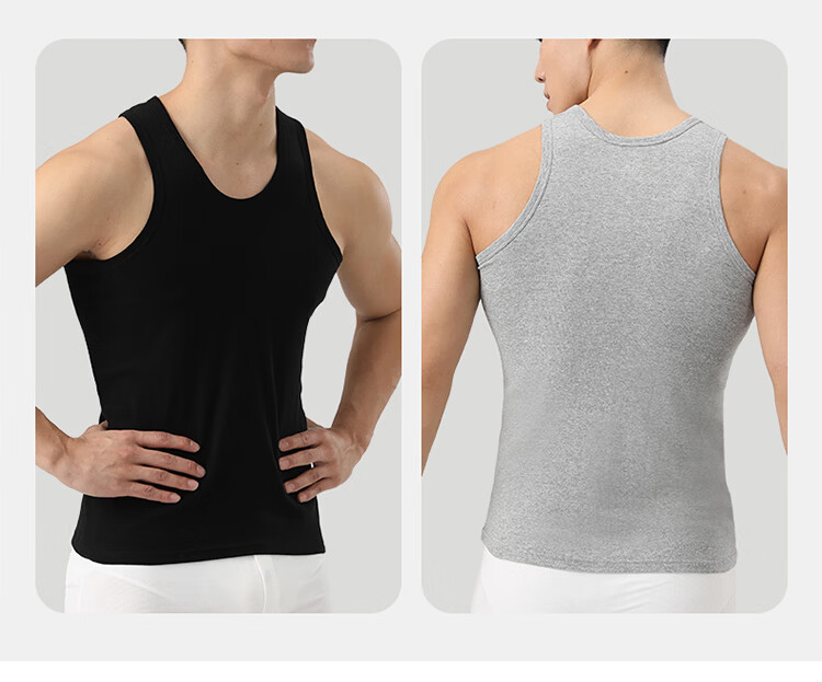 Langsha 100% Cotton Men's Vest 3-Pack Sweat-Absorbing Breathable Loose Fit Sports Tank Top for All Seasons Large Size 21