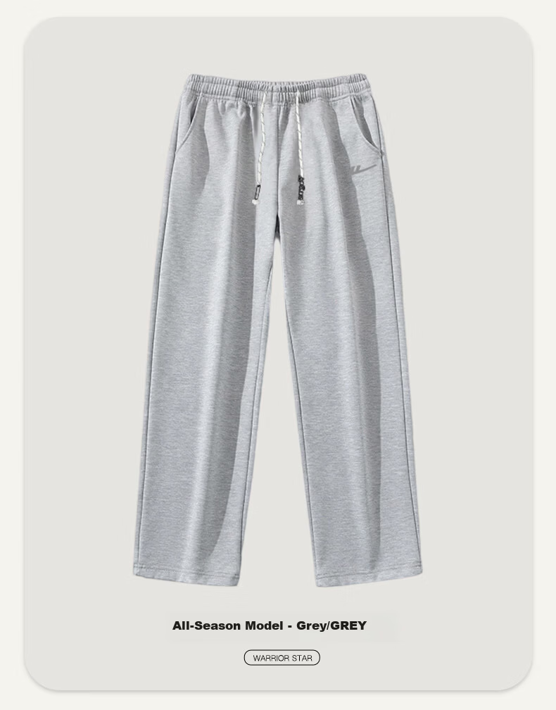 Warrior Casual Pants for Men, Straight-Leg Wide-Leg Trousers, Sports Sweatpants for Men, Versatile Long Pants, Black, Size M 24