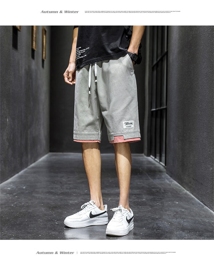 RED DRAGONFLY Men's Fashion Trendy Cotton Letter Embroidered Comfortable Breathable Wrinkle-Free Colorblock Casual Shorts 18