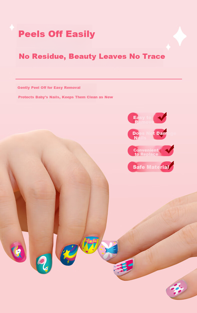 SAALIN Children's Cartoon Nail Stickers Nail Polish Set Waterproof Safe Peelable Princess Girl Toy Gift 7