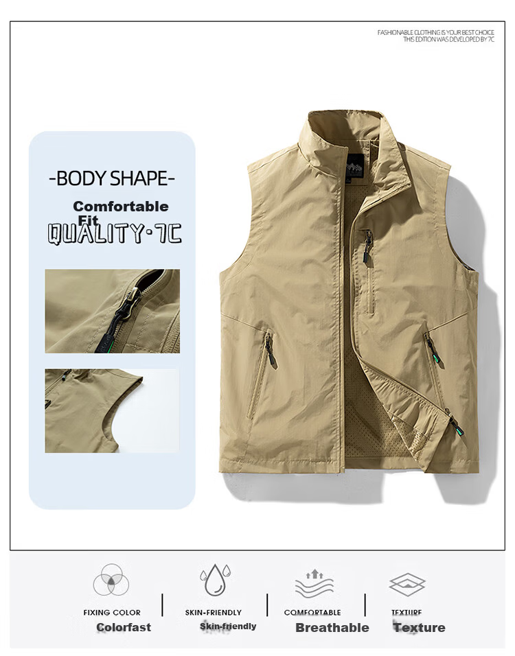 TUCANO Men's Vest Spring Summer Outdoor Fishing Photography Jacket Deep Blue 4XL Father's Day Gift 9