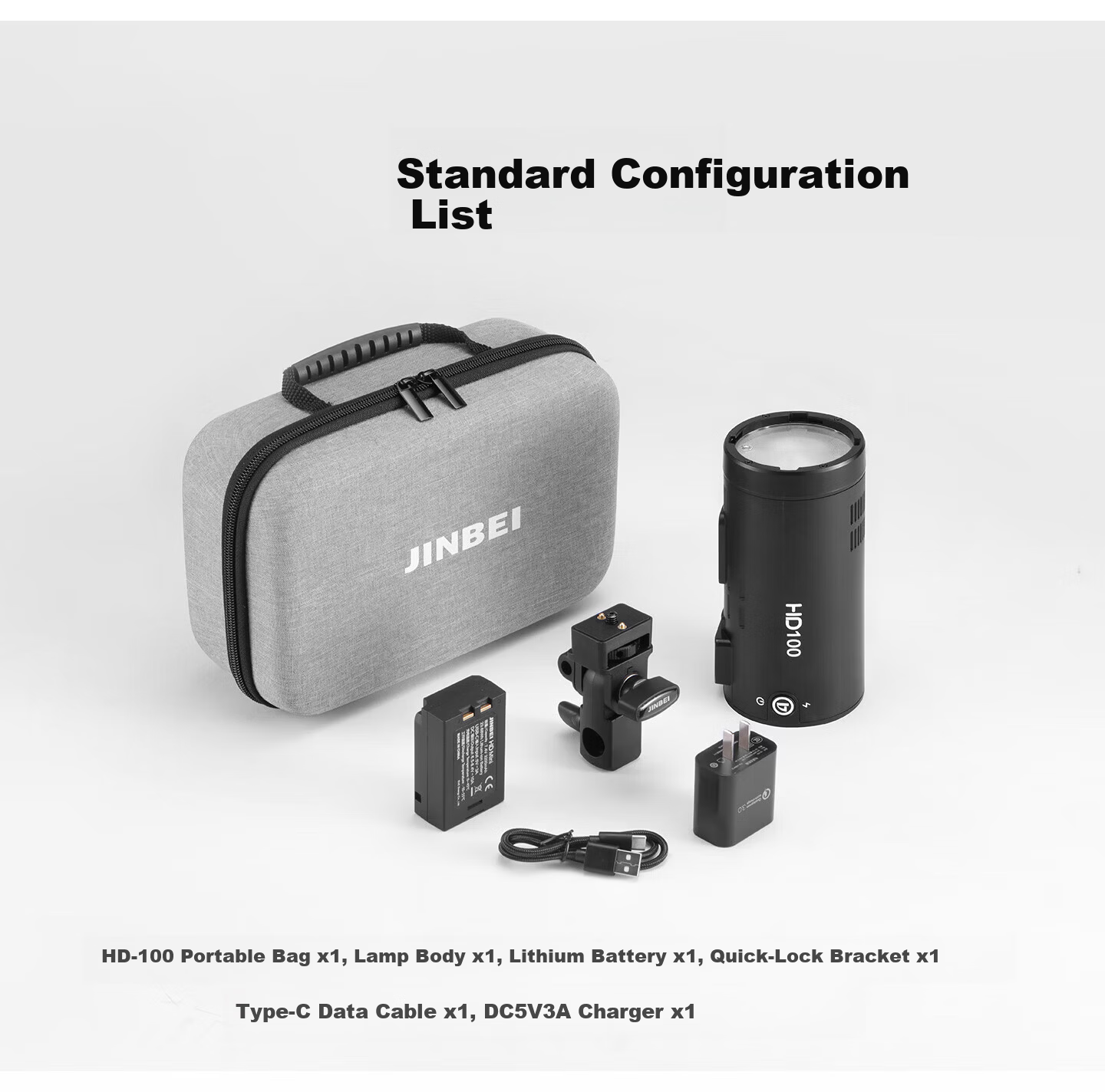 JINBEI HD100 Portable Off-Camera Flash LED Fill Light Lithium Battery TTL High-Speed Photography Camera Lighting Indoor Outdoor HD-100MAX Standard Kit 22