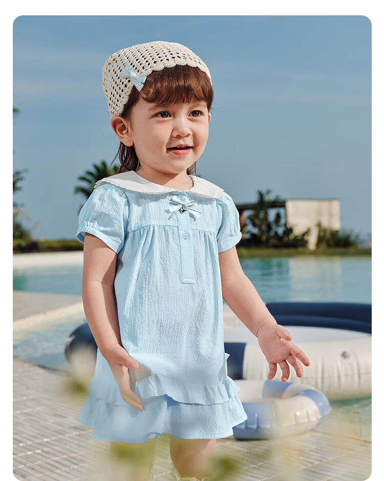 Balabala Baby Dress Children's Dress 2026 New Summer Girls Baby Artistic College Style Cute Doll Collar 26