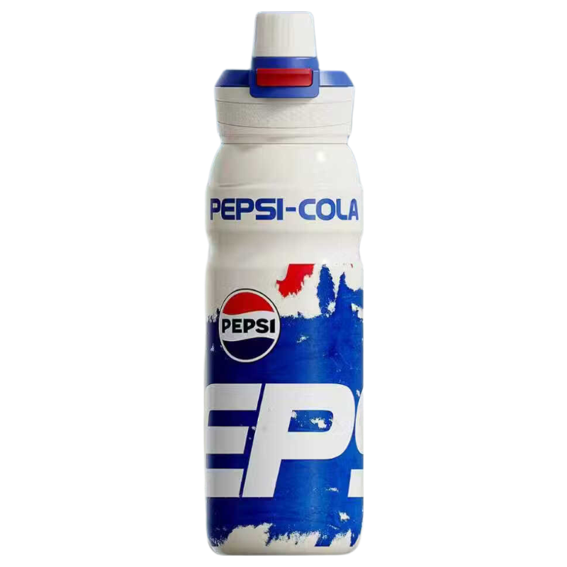 PEPSI Insulated Tumbler 316L Stainless Steel Straw Cup Outdoor Sports Water Bottle Portable Travel Cooler Cup Badge Pearl White