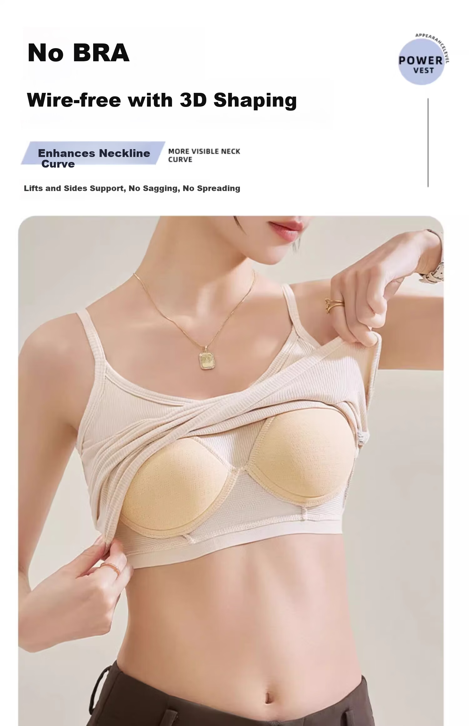 MiiOW Women's Camisole Tank Top with Built-In Bra Pads, Spring And Summer White Backless Bralette, Inner Wear Or Outerwear 6