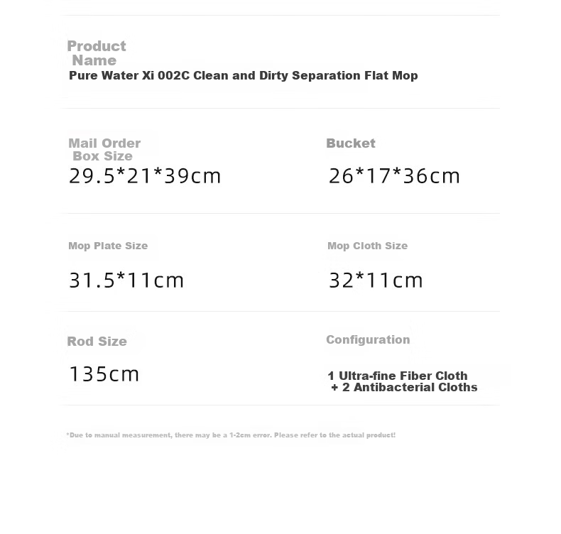 HoMettler Clean and Dirty Separation Flat Mop Household One-Drag Clean Hands-Free Washing 2025 New Scraper Double Rod Double Mop 6 Mop Cloths 14