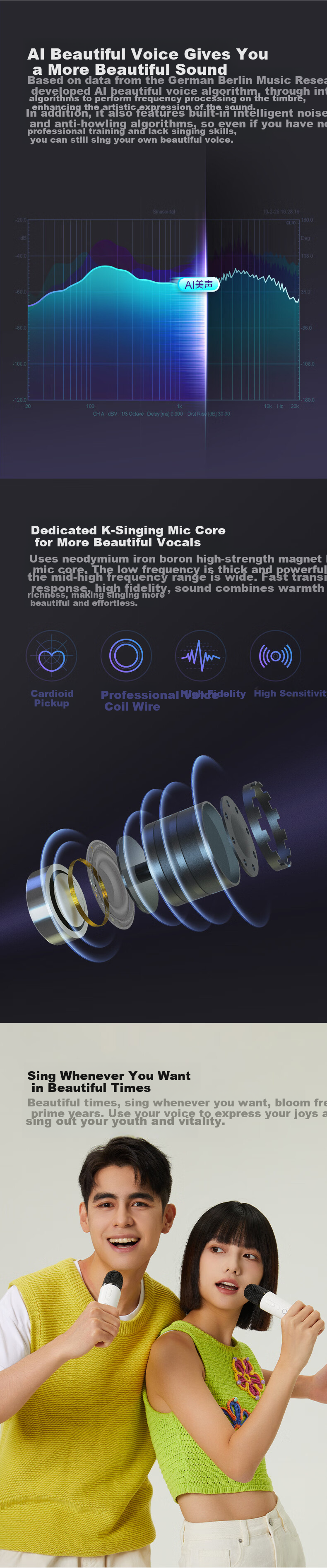 Pure Wireless Microphone KTV Singing Microphone Home KTV Xiaomi TV TCL Microphone Outdoor Speaker Car Microphone Q1 3