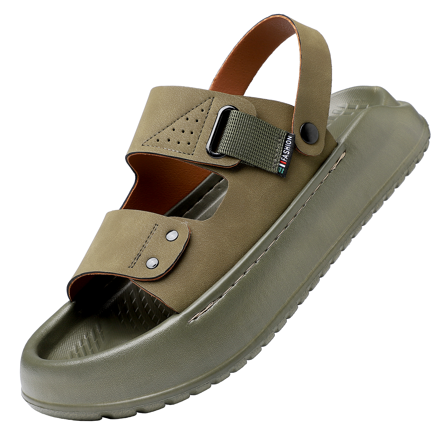 MEXICAN Spring Summer New Men's Sandals Beach Shoes Two-Way Slippers Breathable Dark Green Size 38