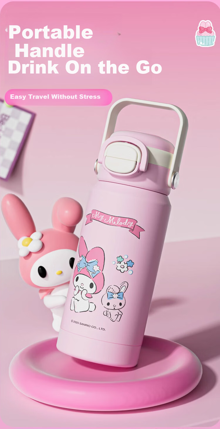 BEDDYBEAR Children's Double Drinking Insulated Bottle Portable Straw Water Cup Student School Carrying Water Bottle 510ml Duoduo Kuromi 8