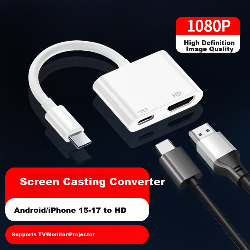 Masentek Type-C to HDMI Adapter TV HD Video Casting Display Monitor Projector Screen Mirroring Cable Apple Lightning to iPad Converter Adapter