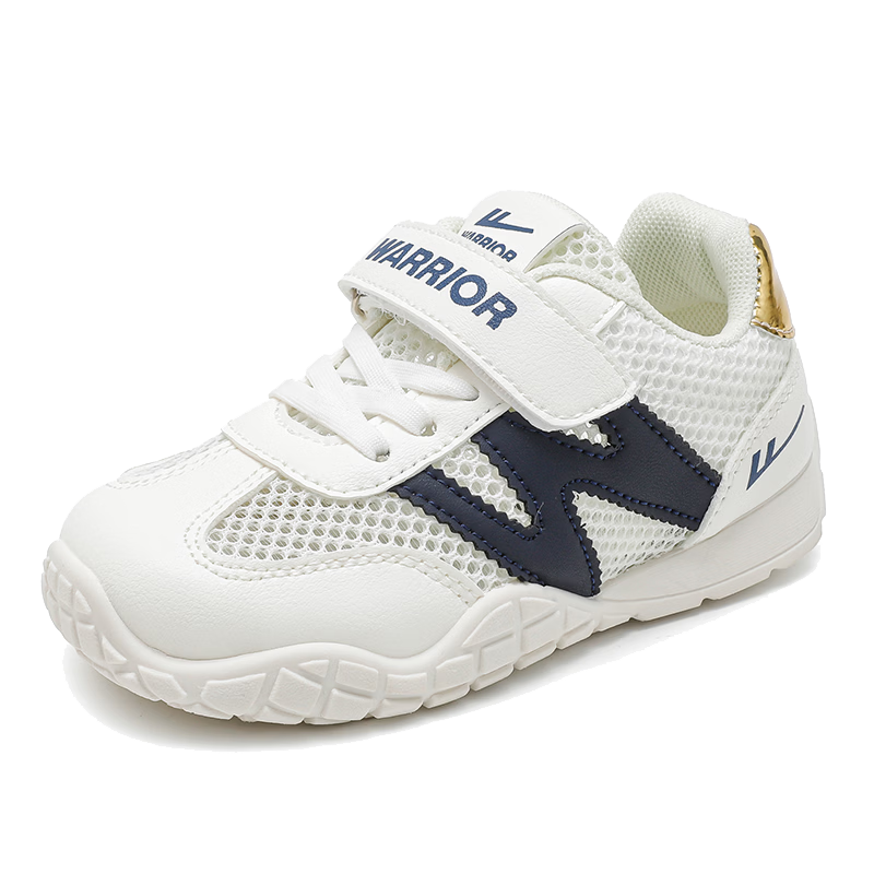 Warrior Boys Summer Sports Shoes Single Mesh Children's Running Shoes Breathable Girls Mesh Military Training Shoes WZ-2026 Beige Blue Size 35