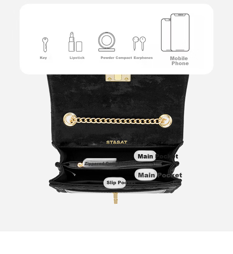 St&Sat Women's Bag 2026 New Versatile Shoulder Crossbody Small Square Quilted Chain Bag Birthday Gift for Girlfriend 8