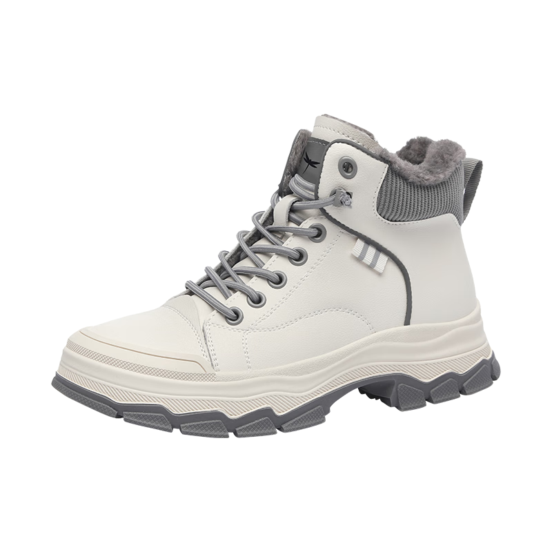 Red Dragonfly Women's Martin Boots Autumn Winter Fleece Lined Warm Slim High Top Casual Trendy Shoes WXC430022R Beige Gray Size 36