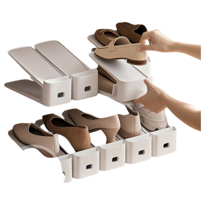 EACHY Upgraded Shoe Storage Organizer Transparent Shoe Cabinet Layered Shoe Rack Foldable Shoe Holder White *6