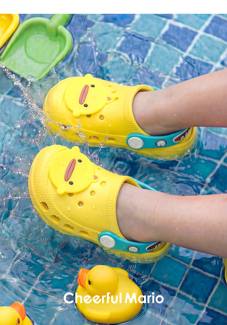 Cheerful Mario Kids Summer Slippers Boys Girls Toddler Cartoon Beach Sandals Non-slip Soft Sole Indoor Closed-toe Baby Clogs 12