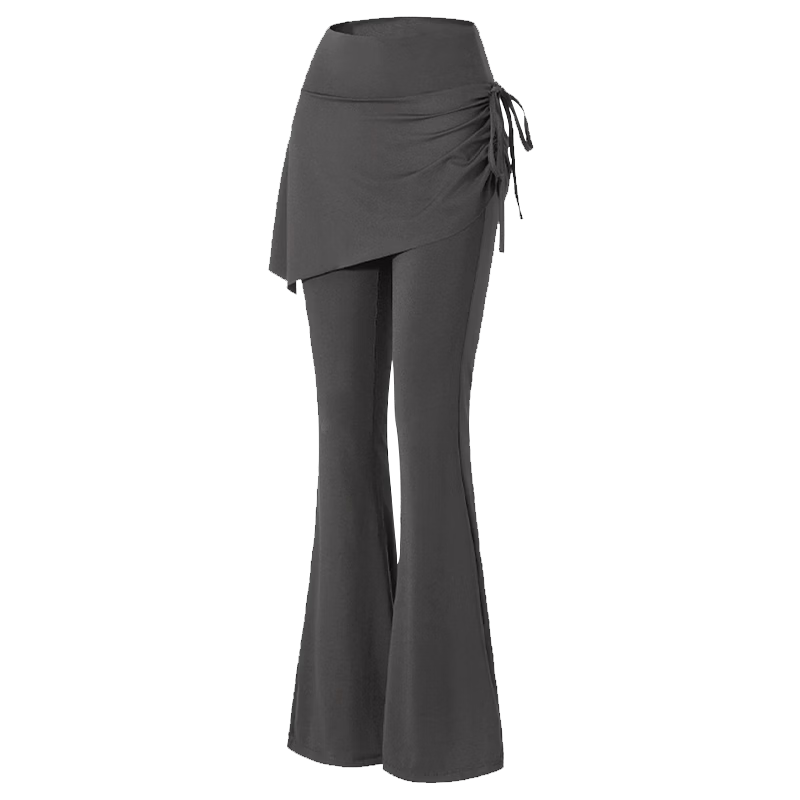 Free Style Faux Two-Piece High-Waist Slimming Yoga Pants for Women, Hip-Covering, Anti-Exposure Pilates Running Fitness Flared Skirt Pants