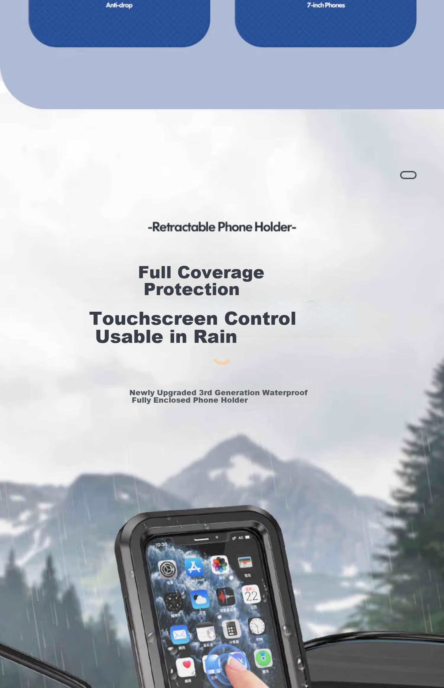 Kylie Waterproof 360° Adjustable Mobile Phone Holder for Electric Motorcycle Bicycle Handlebar, Rainproof and Shockproof 5