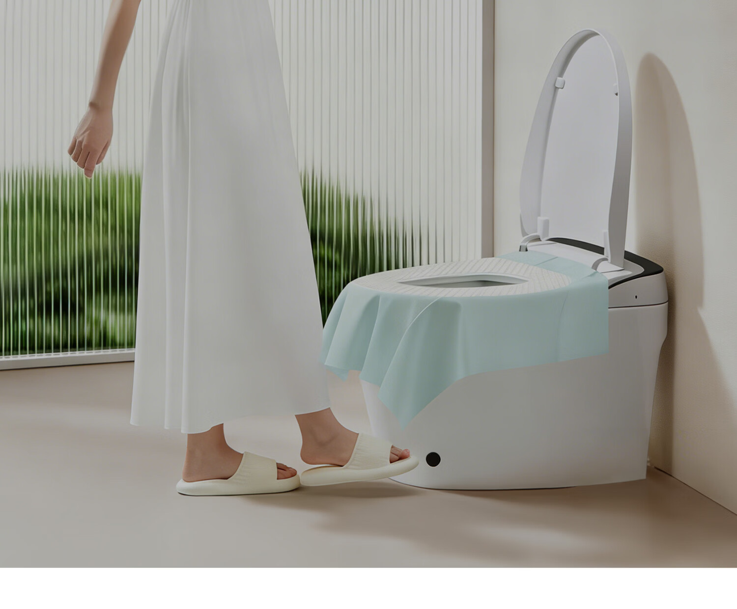 BADIGAO Disposable Toilet Seat Cover, Green Full Coverage, Travel Essential, Portable, Maternity Travel Toilet Seat Cover Set, Paper Seat Pad 32
