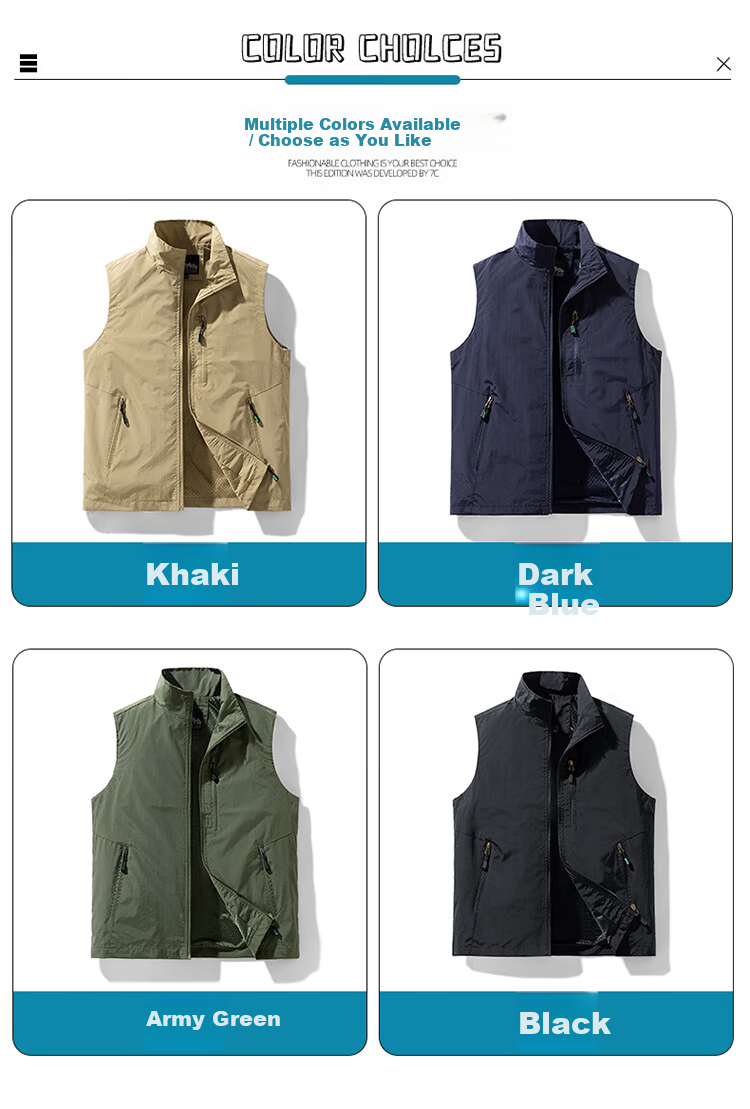 TUCANO Men's Vest Spring Summer Outdoor Fishing Photography Jacket Deep Blue 4XL Father's Day Gift 11