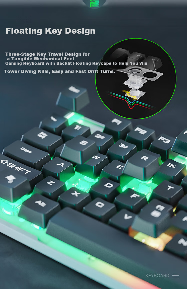 GESOBYTE G11 Wired Mechanical Feel Gaming Keyboard RGB Backlit USB External for Desktop Laptop Home Use White 6