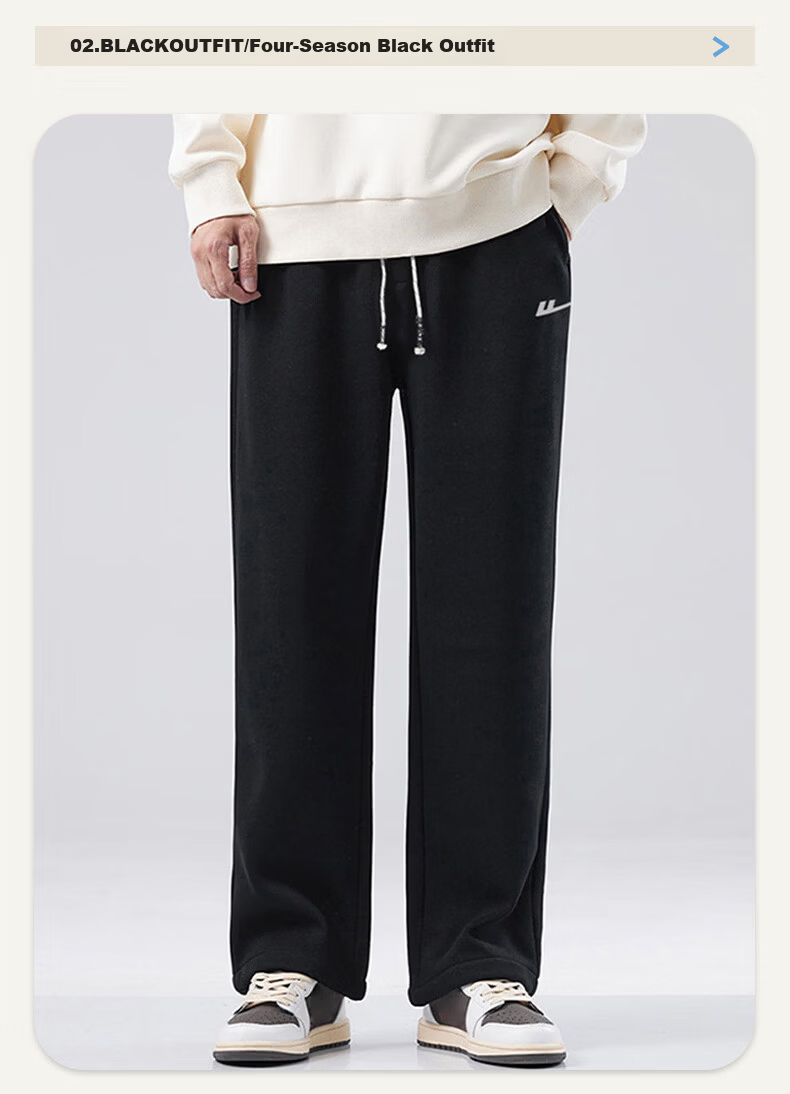 Warrior Casual Pants for Men, Straight-Leg Wide-Leg Trousers, Sports Sweatpants for Men, Versatile Long Pants, Black, Size M 13