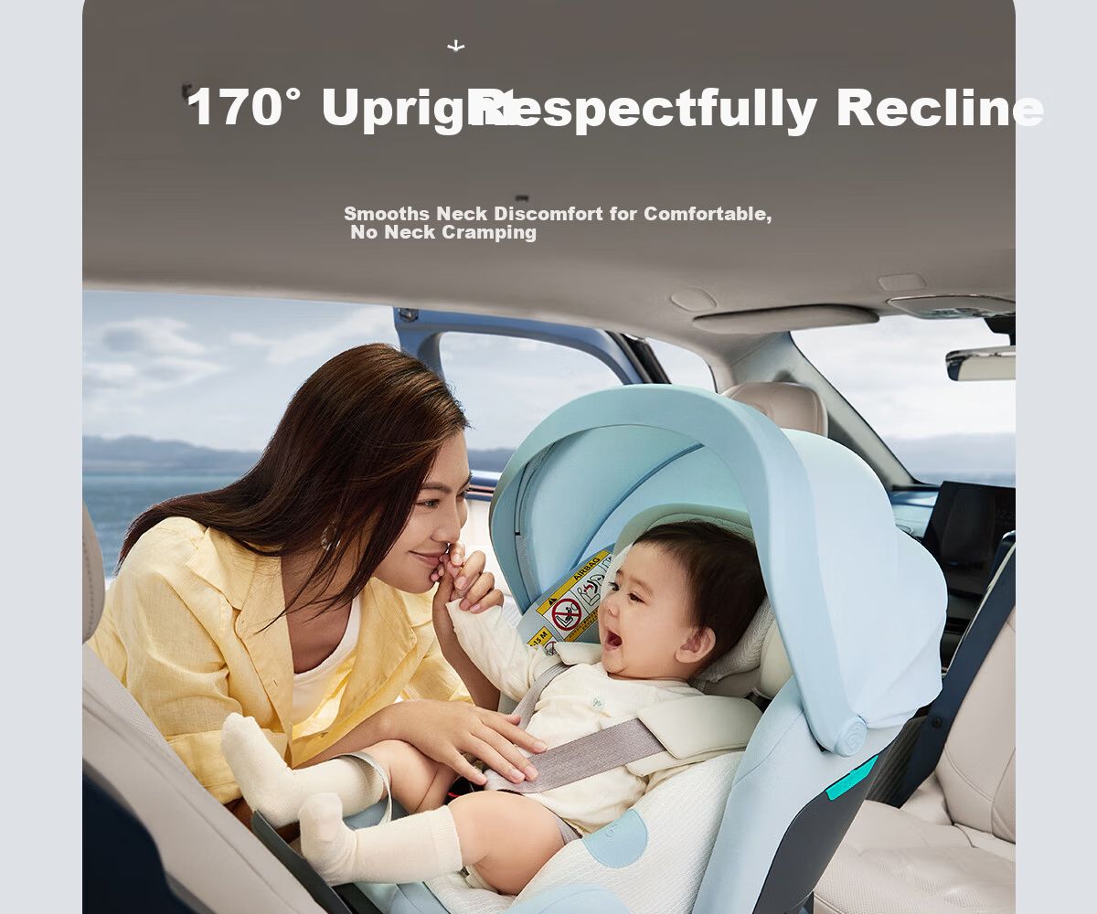 Babyfirst Lingyue 3+ Child Safety Car Seat 0-7 Years Old Baby Car Seat Sunshade Intelligent Ventilation Milk Tea Apricot 20