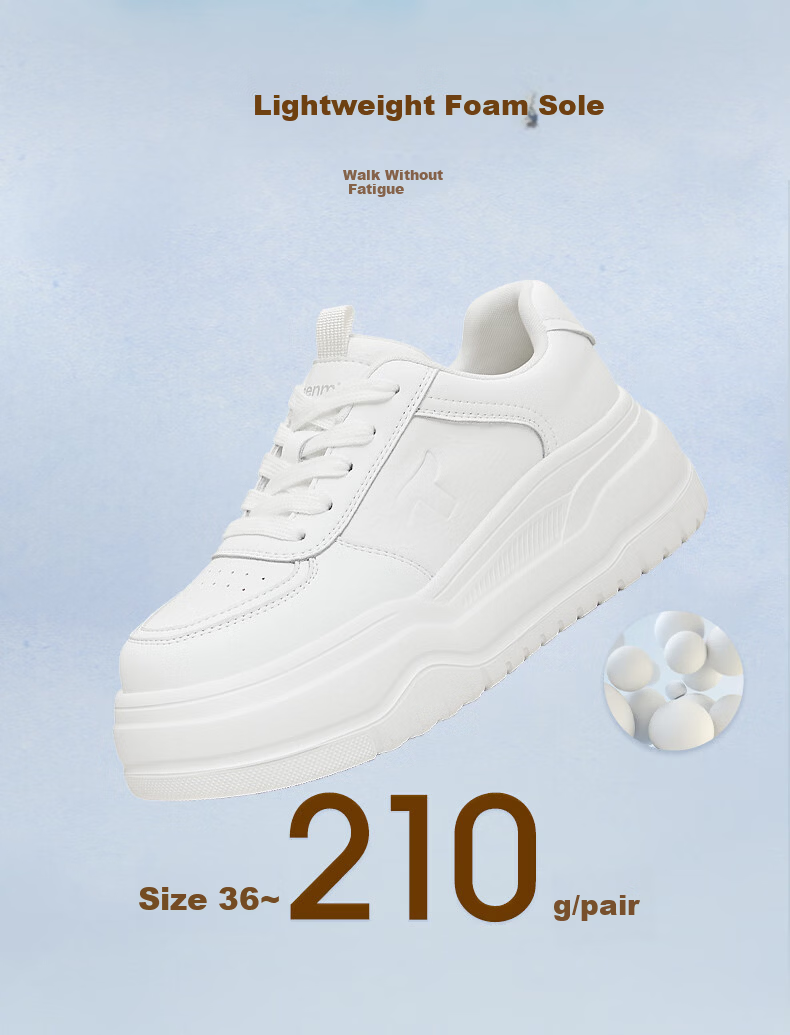 TEENMIX Women's White Thick-Soled Casual Sneakers 2026 Spring New T-Strap Style Size 36 11