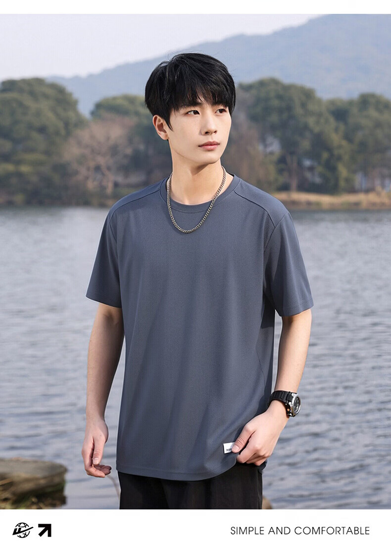 Warrior Men's Short Sleeve T-Shirt Summer Ice Cooling Quick-Dry Crew Neck Loose Breathable Casual Top Blue 3XL 16