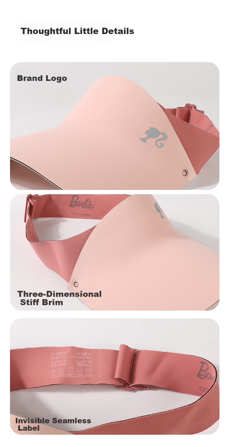 Barbie Children's Summer Sun Hat Baby Sunshade Hat Girls Anti-UV Korean Style Seamless Lightweight Hat 8