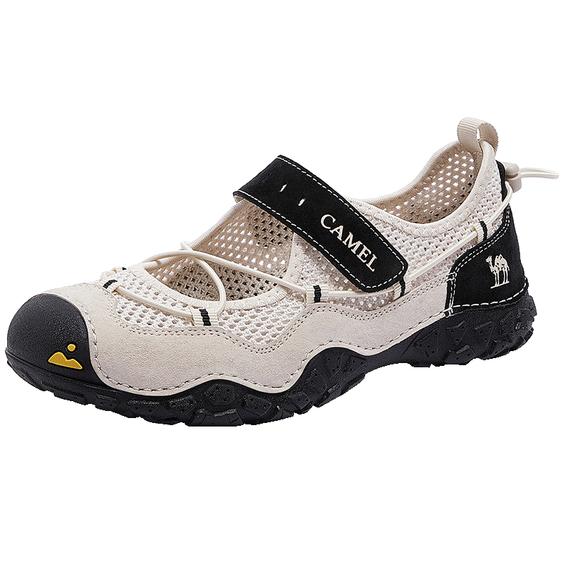 CAMEL Cute Outdoor Lightweight Breathable Mesh Magic Tape Casual Sandals L26M396025 Sand/Black 39