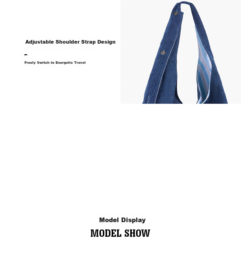 Dickies Reversible Single Shoulder Crossbody Tote Denim Picnic Bag Large Capacity Commuter Striped/Dark Blue 10