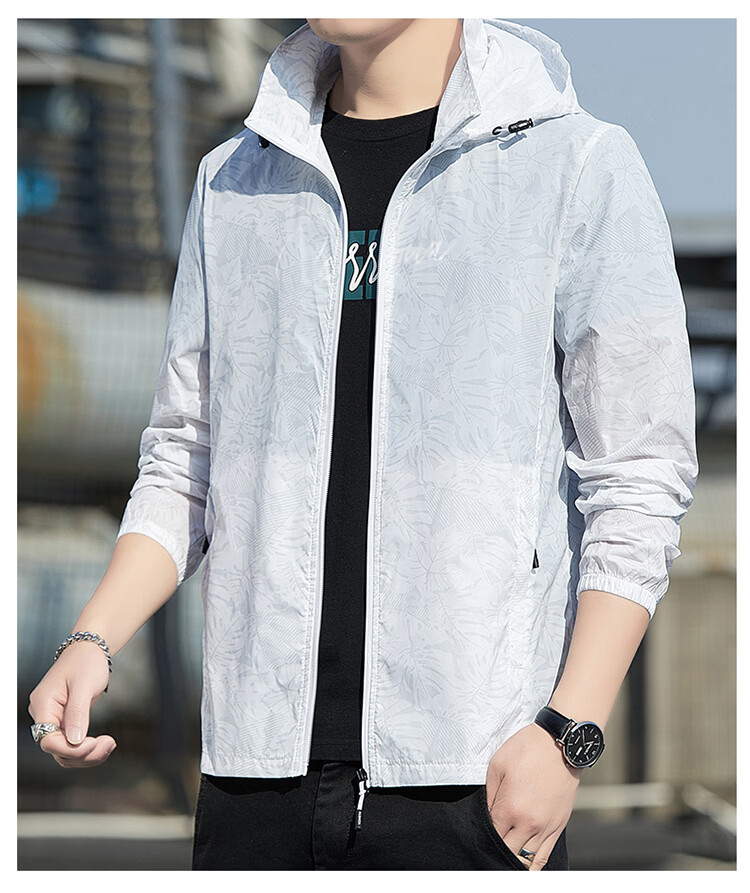 ROMON Men's Sunscreen Jacket Summer Ice Silk Cooling Quick-Dry Skin Jacket Outdoor Fishing Coat Men 2665 Sky Blue M 6