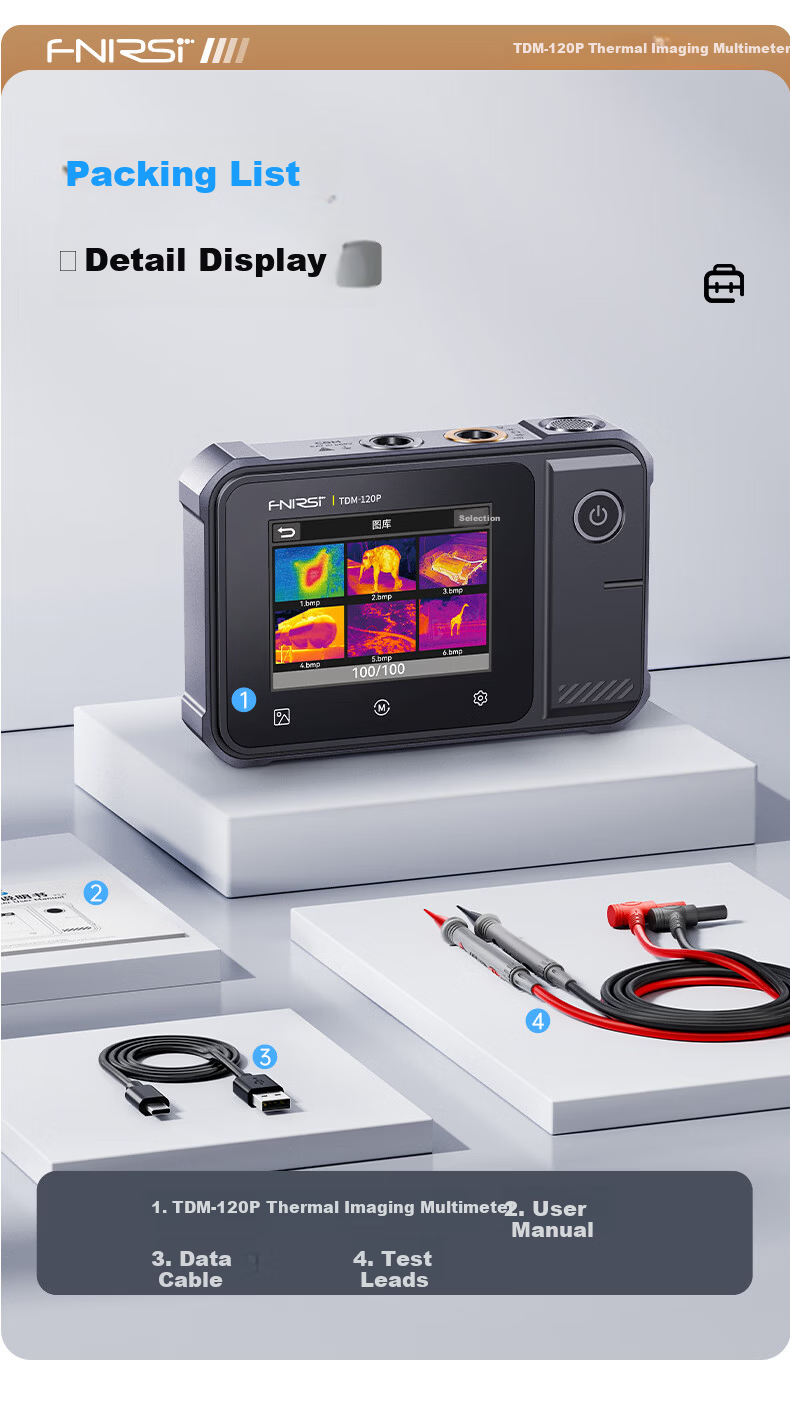FNIRSI HD Thermal Imaging Digital Multimeter 2-in-1 Portable Touchscreen Infrared Thermal Imager Floor Heating Leak Detector 10