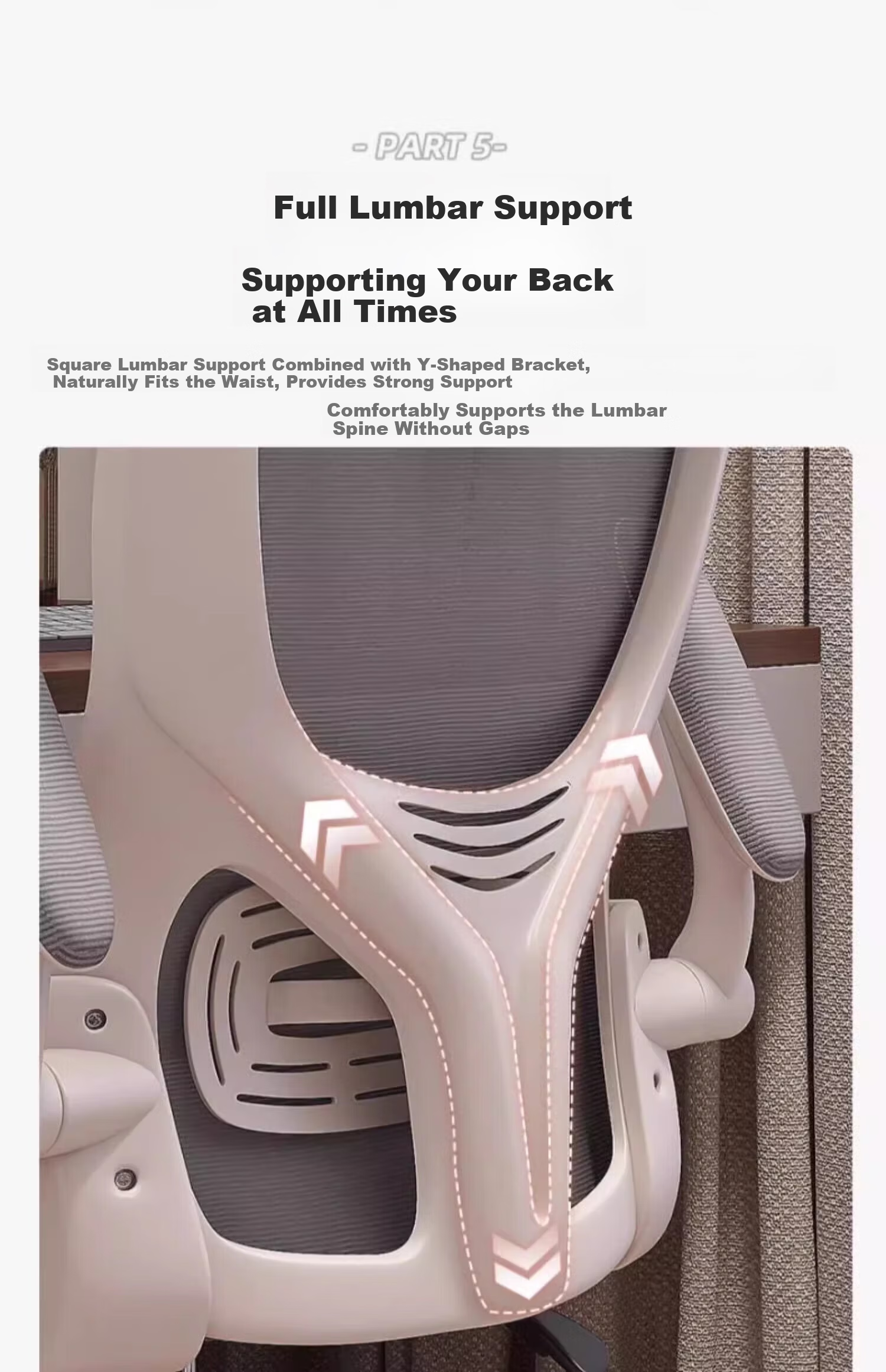 Chibilun Ergonomic Computer Chair Comfortable Long Sitting Home Office Gaming Chair Bedroom Desk Stool with Backrest 8