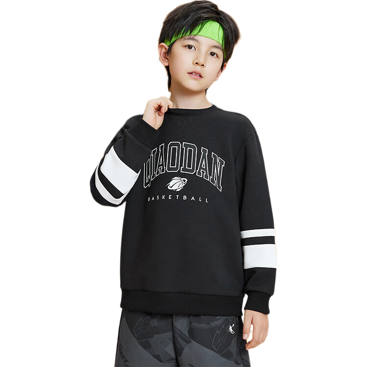 Jordan Boys' Crew Neck Sweatshirt Kids Pullover Long Sleeve Shirt Big Kids Long T-Shirt Black 130CM