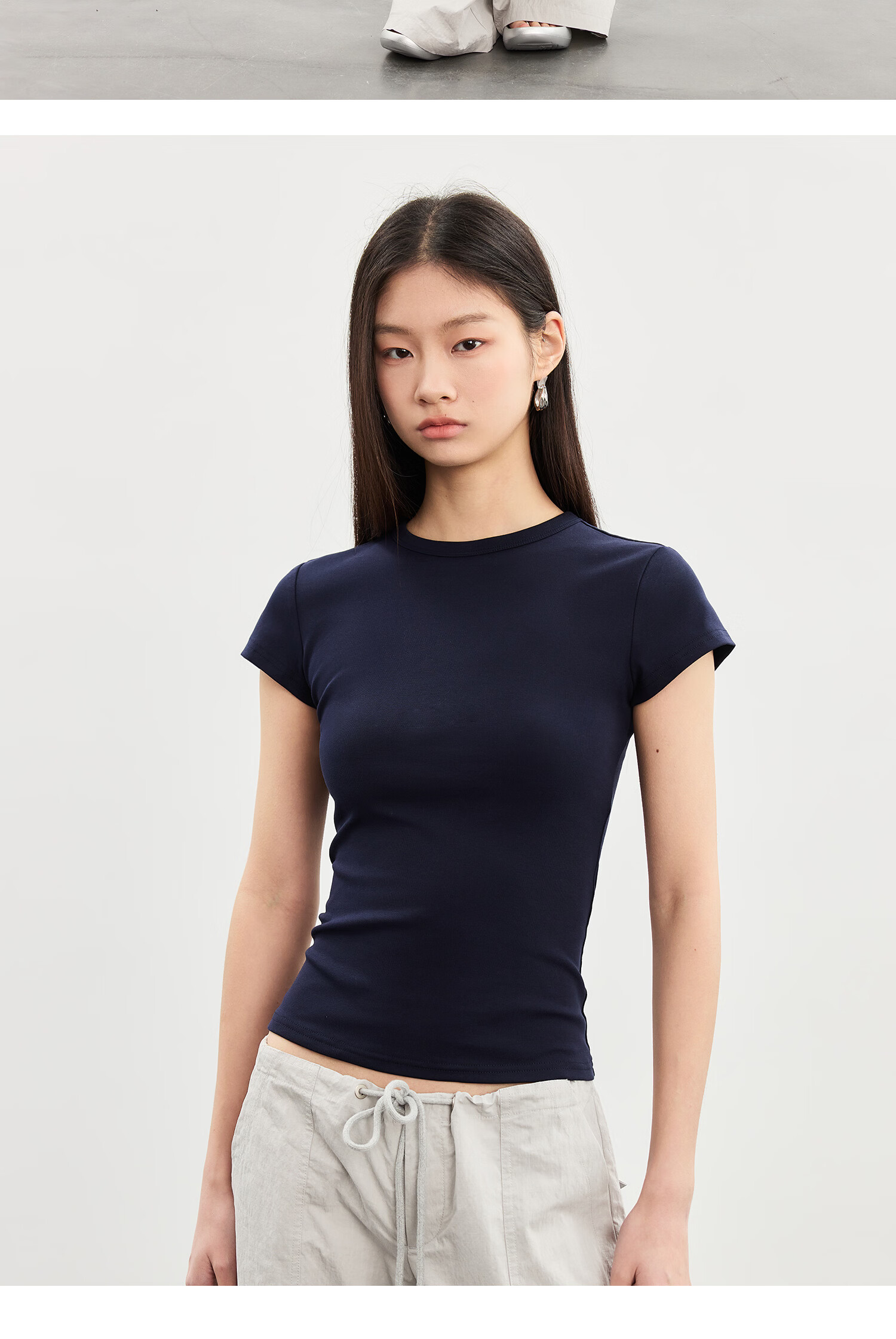 TINGE Dopamine T-Shirt Casual Slim Fit Crew Neck Sports Short Sleeve Women's Spring Summer Base Layer 2026 New XL Size 43