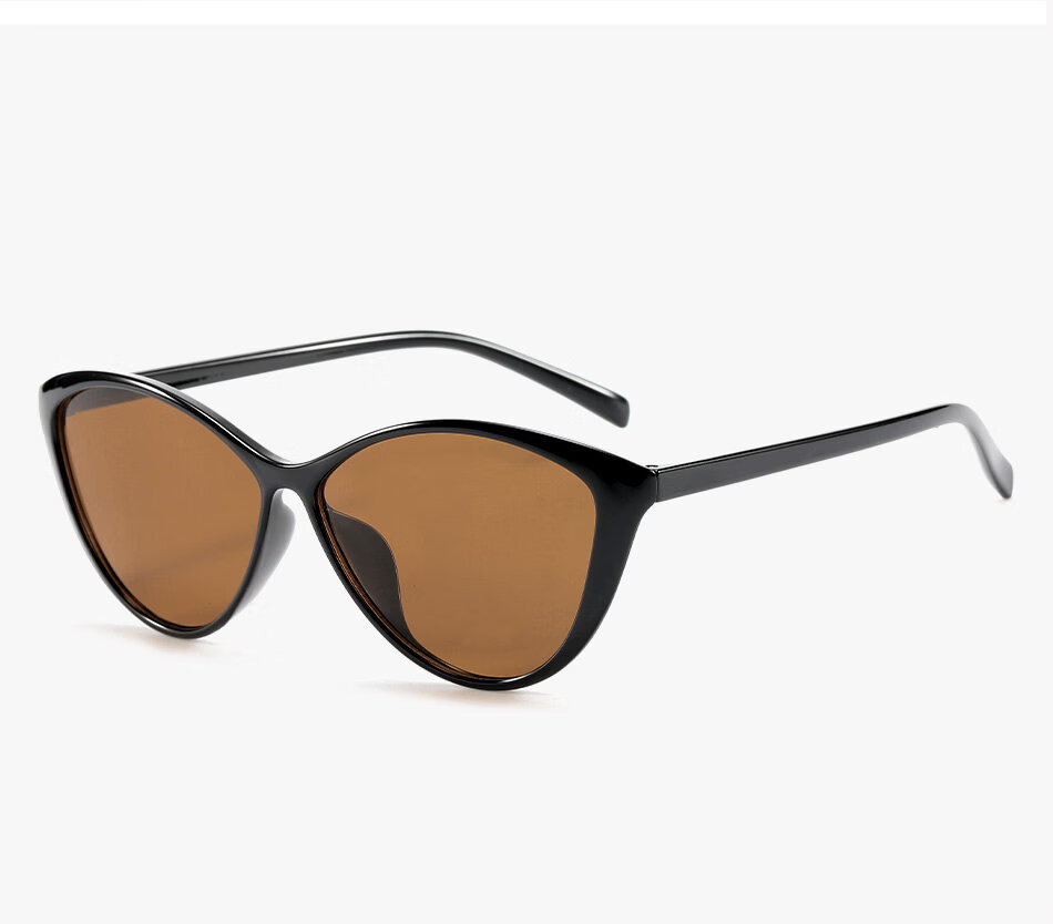 Boshide Cat Eye Sunglasses Retro Black Frame Brown Polarized Sunglasses Slimming for Square and Round Faces Glossy Black Frame Brown Lenses 9