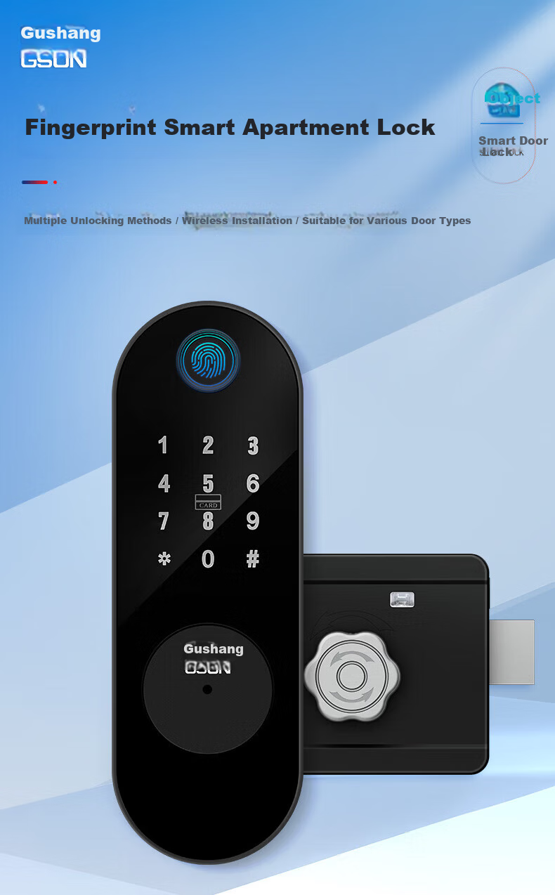 GS GSON Vintage Door Smart Lock Bull Head Lock Anti-theft Door Fingerprint Lock Rental House Rural Large Iron Door Access Control Integrated Password Lock 1