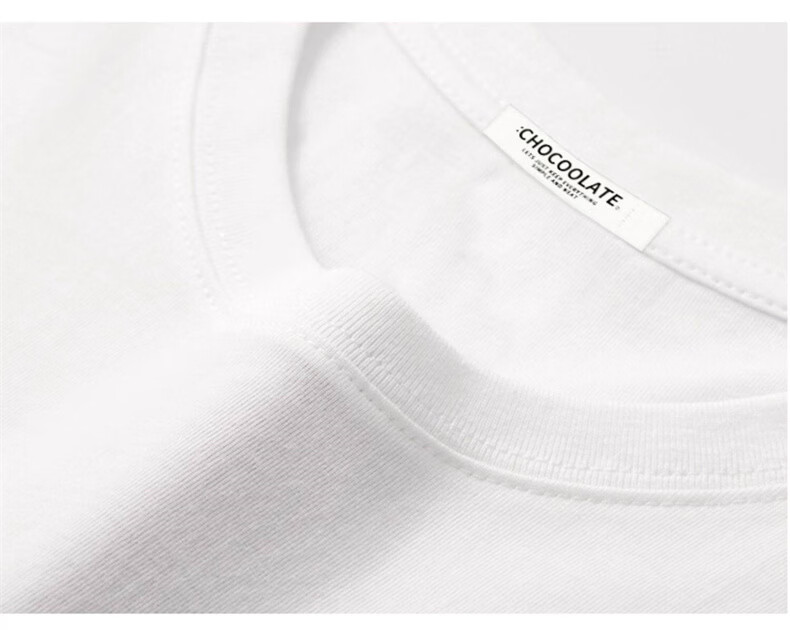 :CHOCOOLATE IT American Casual Cotton Short Sleeve T-Shirt Unisex Couple Summer New Pearl White L 9