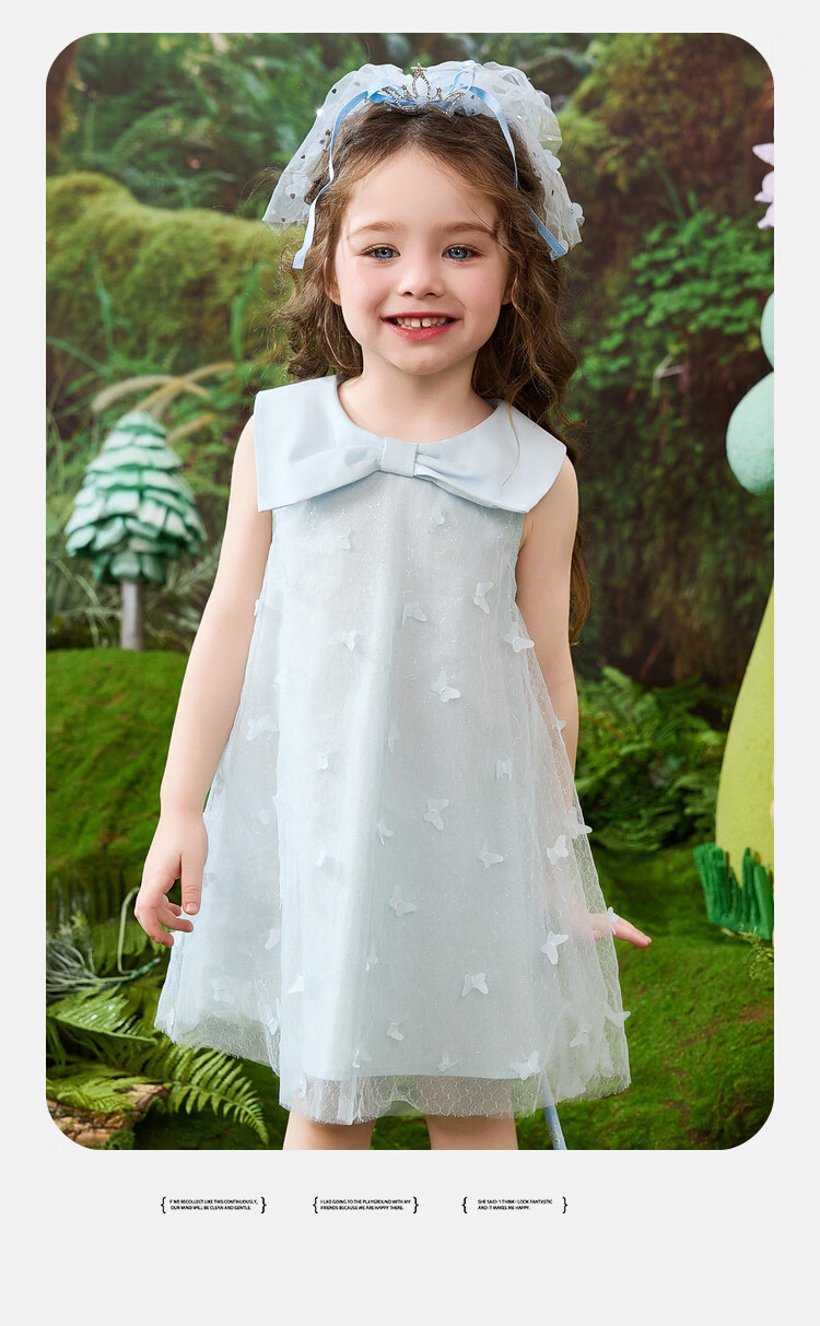 ASK JUNIOR Summer Kids Sleeveless Vacation Dress Toddler Mesh Princess Dress for Girls 13