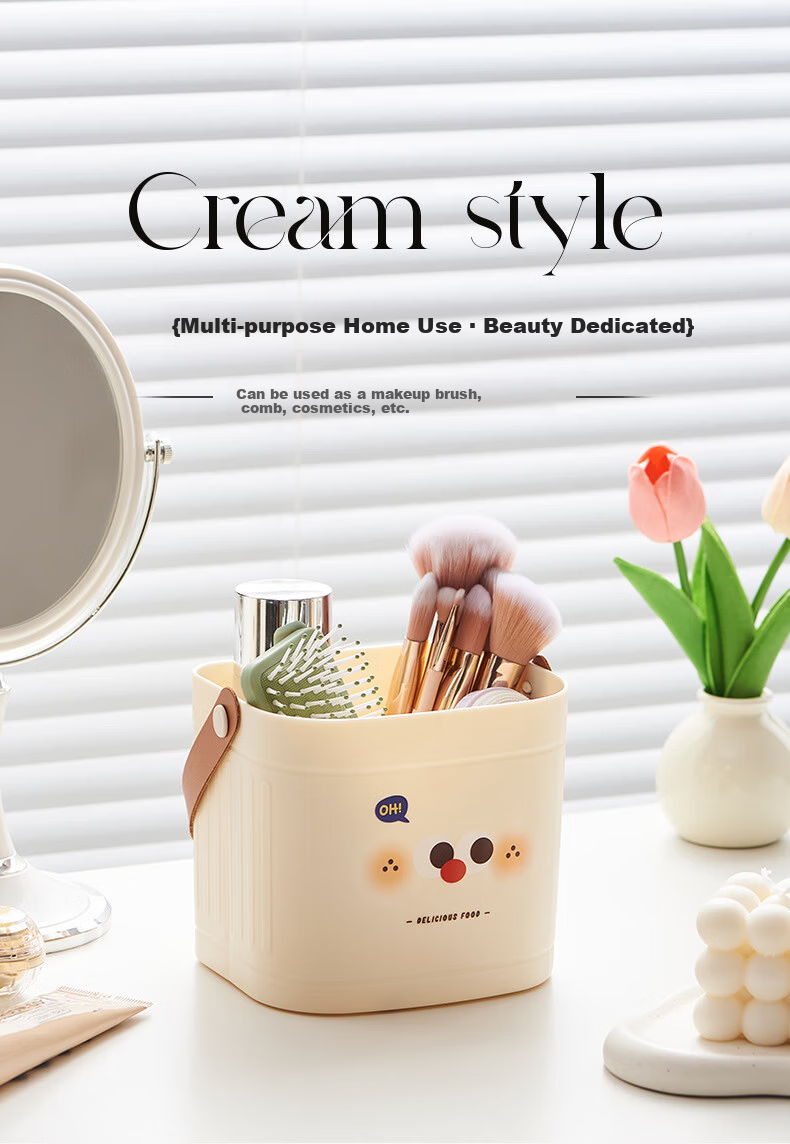Ubly Milk Coffee Portable Storage Bucket Desktop Organizer Pen Makeup Miscellaneous Compartment Office 6903 9